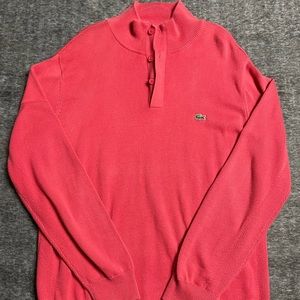 Lacoste Mens XL Size 6 Salmon 1/4 Zip Pullover Sweater